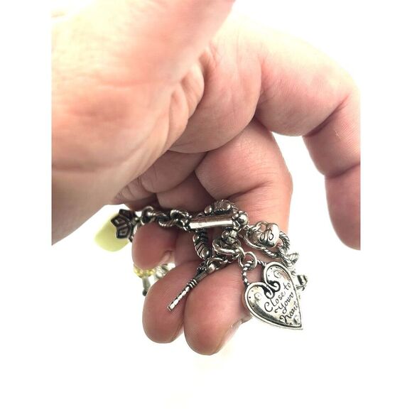 Brighton Bella Vita Rose Heart Charm Bracelet Retired Vintage - Picture 2 of 5